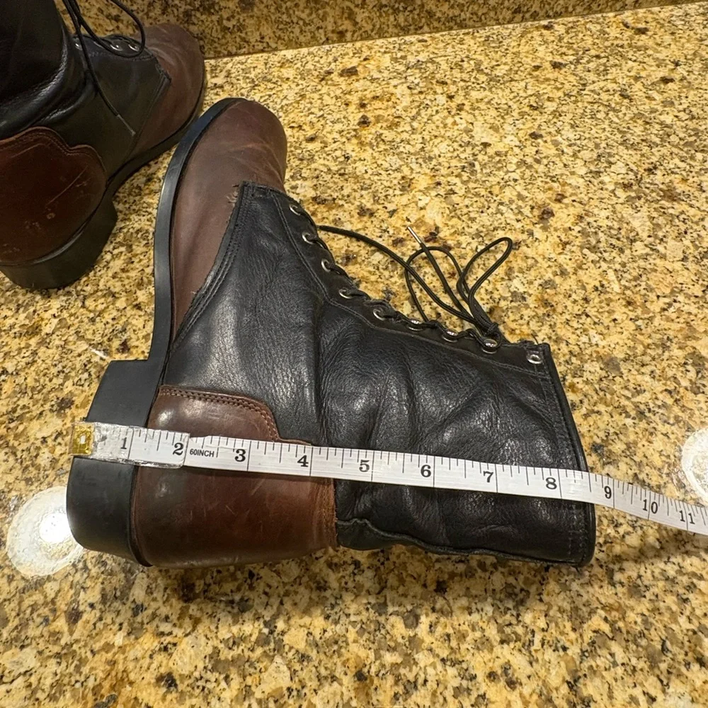 J. Chisholm Men’s Western Riding Boots Black Brown Leather Made in USA 9 ?